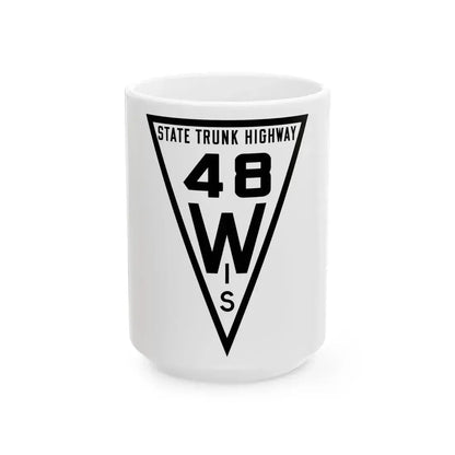 WIS 48 1919 (Wisconsin) (Road Sign) White Coffee Mug 15oz - Go Mug Yourself