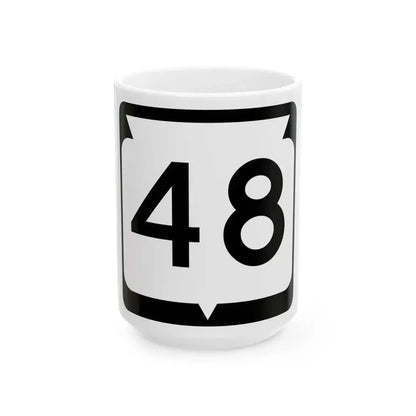 WIS 48 (Wisconsin) (Road Sign) White Coffee Mug 15oz - Go Mug Yourself