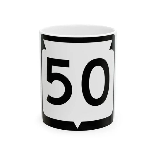 WIS 50 (Wisconsin) (Road Sign) White Coffee Mug 11oz - Go Mug Yourself