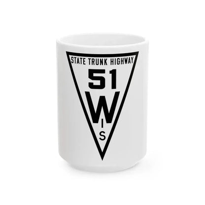 WIS 51 1919 (Wisconsin) (Road Sign) White Coffee Mug 15oz - Go Mug Yourself