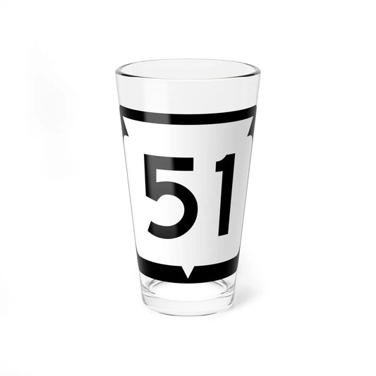 WIS 51 (Wisconsin) (Road Sign) Pint Glss 16oz 16oz - Go Mug Yourself
