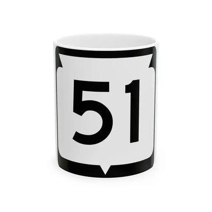WIS 51 (Wisconsin) (Road Sign) White Coffee Mug 11oz - Go Mug Yourself