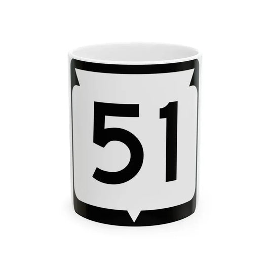 WIS 51 (Wisconsin) (Road Sign) White Coffee Mug 11oz - Go Mug Yourself