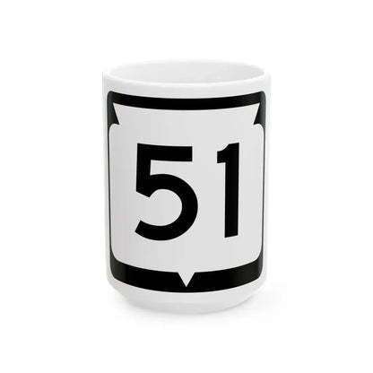 WIS 51 (Wisconsin) (Road Sign) White Coffee Mug 15oz - Go Mug Yourself