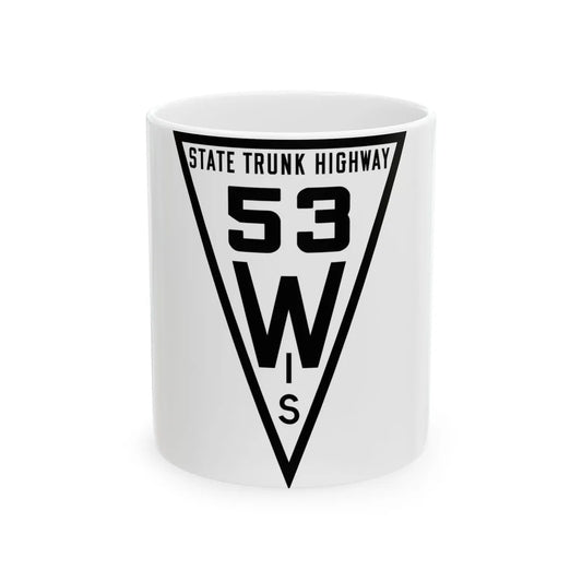 WIS 53 1919 (Wisconsin) (Road Sign) White Coffee Mug 11oz - Go Mug Yourself