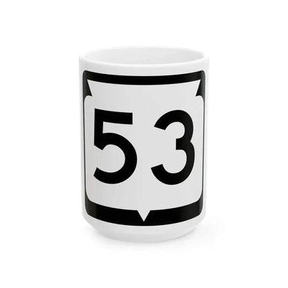 WIS 53 (Wisconsin) (Road Sign) White Coffee Mug 15oz - Go Mug Yourself