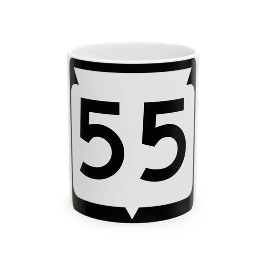 WIS 55 (Wisconsin) (Road Sign) White Coffee Mug 11oz - Go Mug Yourself