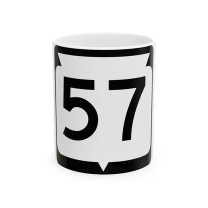 WIS 57 (Wisconsin) (Road Sign) White Coffee Mug 11oz - Go Mug Yourself