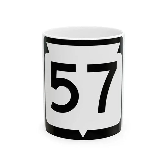 WIS 57 (Wisconsin) (Road Sign) White Coffee Mug 11oz - Go Mug Yourself