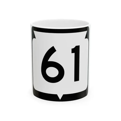 WIS 61 (Wisconsin) (Road Sign) White Coffee Mug 11oz - Go Mug Yourself