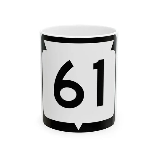 WIS 61 (Wisconsin) (Road Sign) White Coffee Mug 11oz - Go Mug Yourself