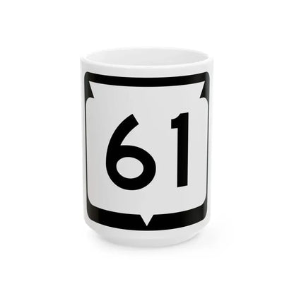 WIS 61 (Wisconsin) (Road Sign) White Coffee Mug 15oz - Go Mug Yourself