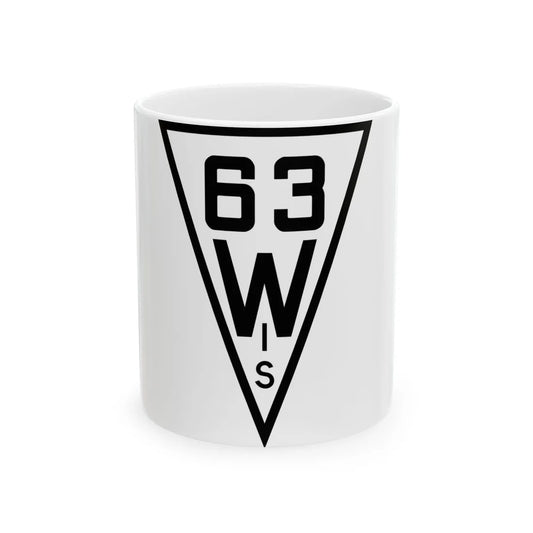 WIS 63 1927 (Wisconsin) (Road Sign) White Coffee Mug 11oz - Go Mug Yourself
