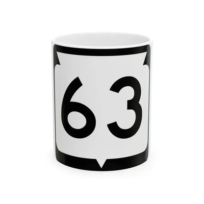 WIS 63 (Wisconsin) (Road Sign) White Coffee Mug 11oz - Go Mug Yourself