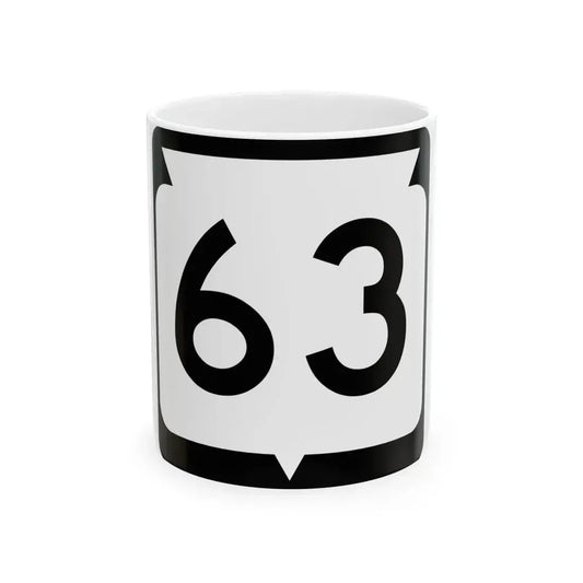 WIS 63 (Wisconsin) (Road Sign) White Coffee Mug 11oz - Go Mug Yourself