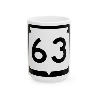 WIS 63 (Wisconsin) (Road Sign) White Coffee Mug 15oz - Go Mug Yourself