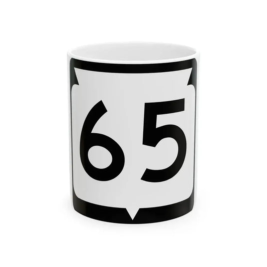 WIS 65 (Wisconsin) (Road Sign) White Coffee Mug 11oz - Go Mug Yourself