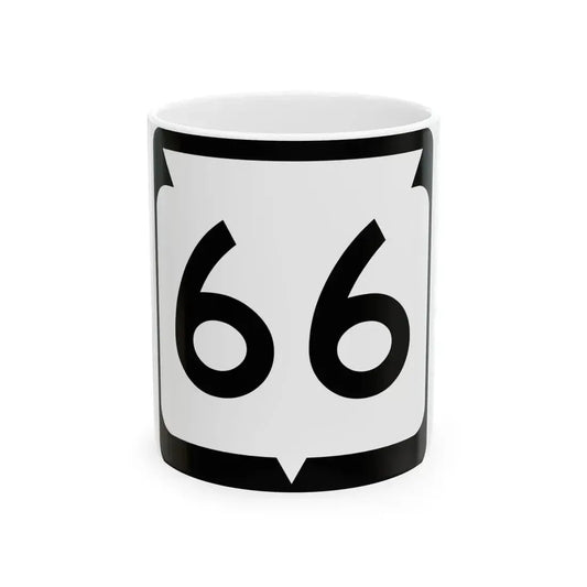 WIS 66 (Wisconsin) (Road Sign) White Coffee Mug 11oz - Go Mug Yourself