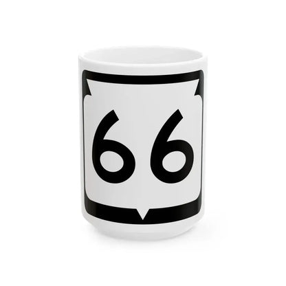 WIS 66 (Wisconsin) (Road Sign) White Coffee Mug 15oz - Go Mug Yourself