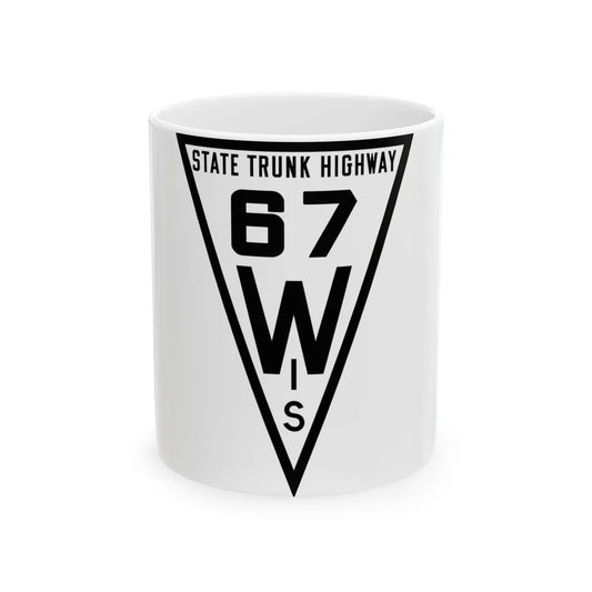 WIS 67 1919 (Wisconsin) (Road Sign) White Coffee Mug 11oz - Go Mug Yourself