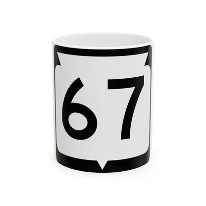 WIS 67 (Wisconsin) (Road Sign) White Coffee Mug 11oz - Go Mug Yourself