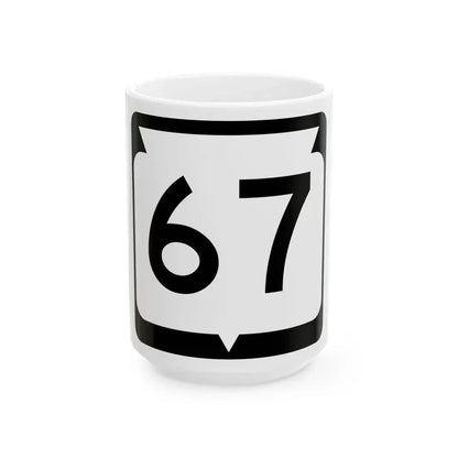 WIS 67 (Wisconsin) (Road Sign) White Coffee Mug 15oz - Go Mug Yourself