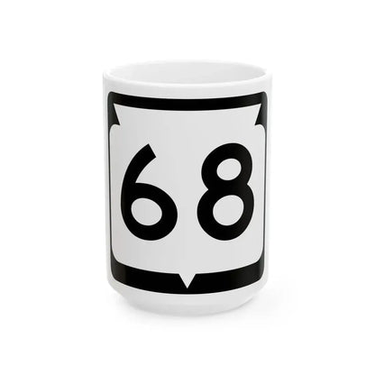WIS 68 (Wisconsin) (Road Sign) White Coffee Mug 15oz - Go Mug Yourself