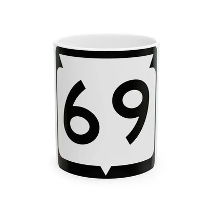 WIS 69 (Wisconsin) (Road Sign) White Coffee Mug 11oz - Go Mug Yourself