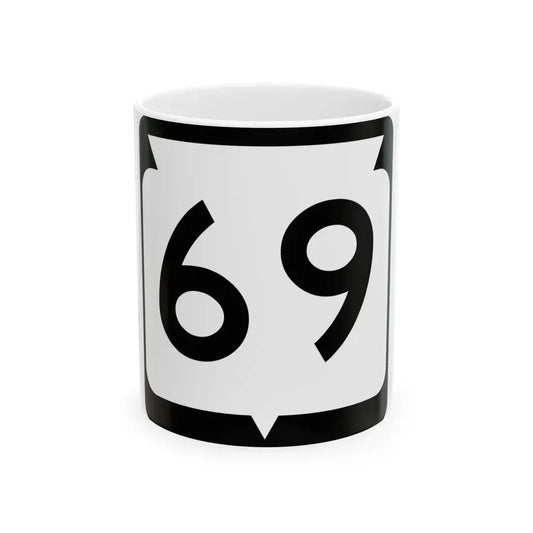 WIS 69 (Wisconsin) (Road Sign) White Coffee Mug 11oz - Go Mug Yourself