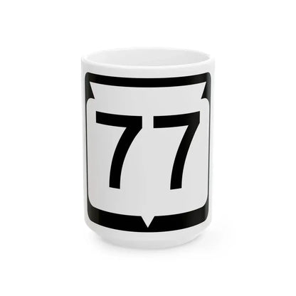 WIS 77 (Wisconsin) (Road Sign) White Coffee Mug 15oz - Go Mug Yourself