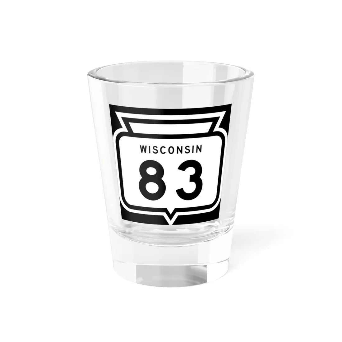 WIS 83 1958 (Wisconsin) (Road Sign) Shot Glass 1.5oz 1.5oz - Go Mug Yourself