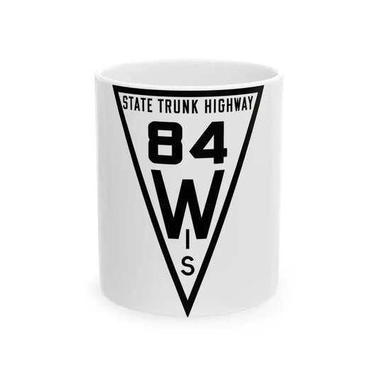 WIS 84 1919 (Wisconsin) (Road Sign) White Coffee Mug 11oz - Go Mug Yourself