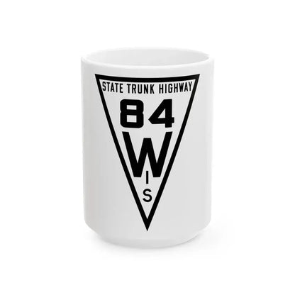 WIS 84 1919 (Wisconsin) (Road Sign) White Coffee Mug 15oz - Go Mug Yourself
