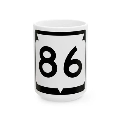 WIS 86 (Wisconsin) (Road Sign) White Coffee Mug 15oz - Go Mug Yourself