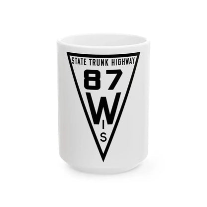 WIS 87 1919 (Wisconsin) (Road Sign) White Coffee Mug 15oz - Go Mug Yourself