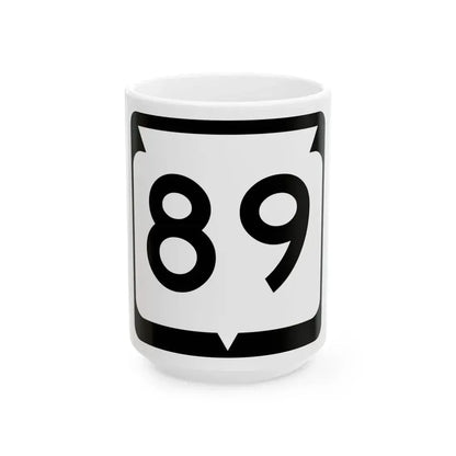 WIS 89 (Wisconsin) (Road Sign) White Coffee Mug 15oz - Go Mug Yourself