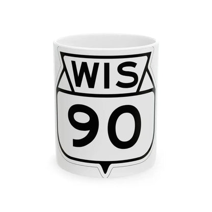 WIS 90 1949 (Wisconsin) (Road Sign) White Coffee Mug 11oz - Go Mug Yourself