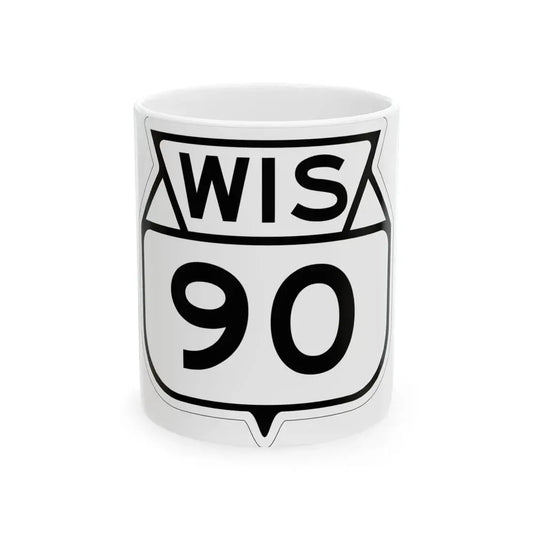 WIS 90 1949 (Wisconsin) (Road Sign) White Coffee Mug 11oz - Go Mug Yourself