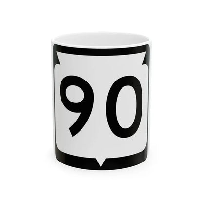 WIS 90 (Wisconsin) (Road Sign) White Coffee Mug 11oz - Go Mug Yourself