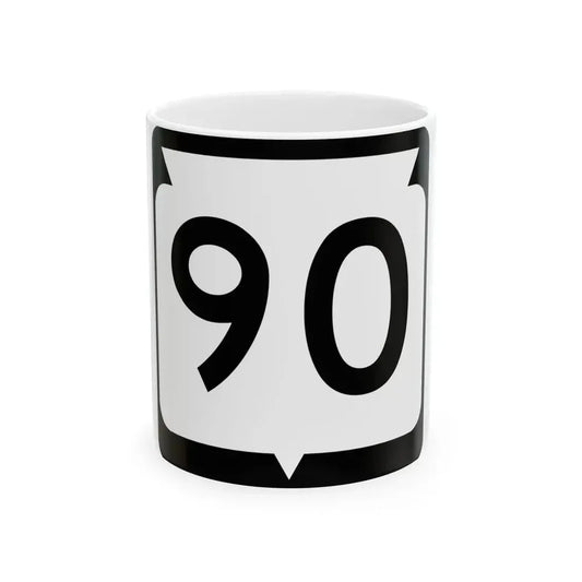 WIS 90 (Wisconsin) (Road Sign) White Coffee Mug 11oz - Go Mug Yourself