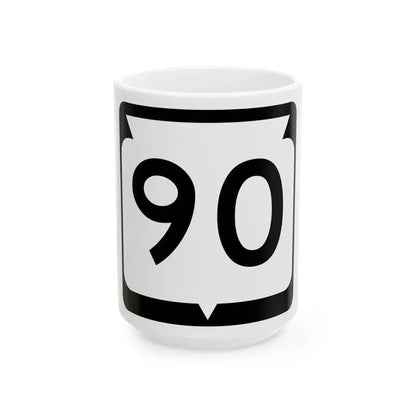 WIS 90 (Wisconsin) (Road Sign) White Coffee Mug 15oz - Go Mug Yourself