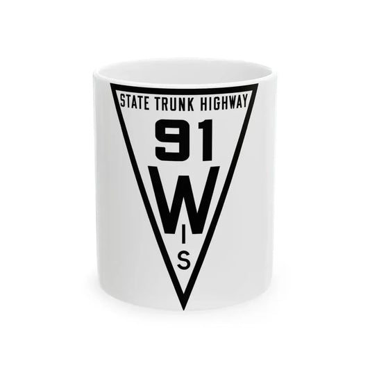 WIS 91 1919 (Wisconsin) (Road Sign) White Coffee Mug 11oz - Go Mug Yourself