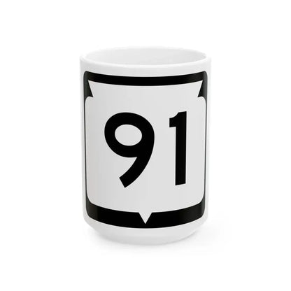 WIS 91 (Wisconsin) (Road Sign) White Coffee Mug 15oz - Go Mug Yourself