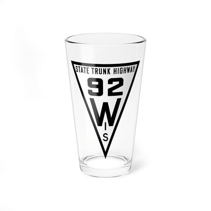 WIS 92 1919 (Wisconsin) (Road Sign) Pint Glass 16oz 16oz - Go Mug Yourself