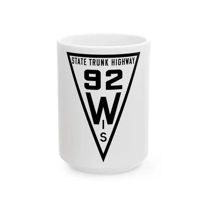 WIS 92 1919 (Wisconsin) (Road Sign) White Coffee Mug 15oz - Go Mug Yourself