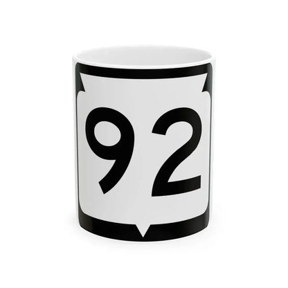 WIS 92 (Wisconsin) (Road Sign) White Coffee Mug 11oz - Go Mug Yourself