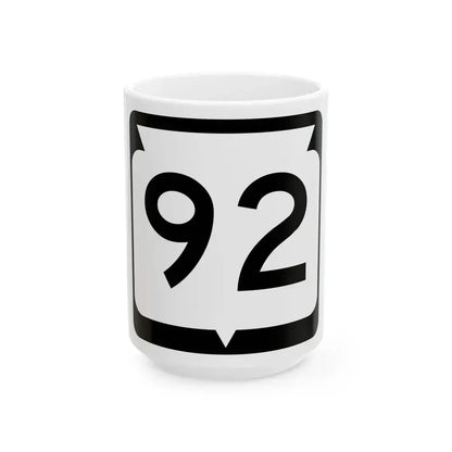WIS 92 (Wisconsin) (Road Sign) White Coffee Mug 15oz - Go Mug Yourself