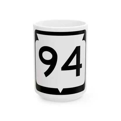 WIS 94 (Wisconsin) (Road Sign) White Coffee Mug 15oz - Go Mug Yourself