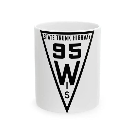 WIS 95 1919 (Wisconsin) (Road Sign) White Coffee Mug 11oz - Go Mug Yourself