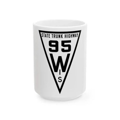 WIS 95 1919 (Wisconsin) (Road Sign) White Coffee Mug 15oz - Go Mug Yourself